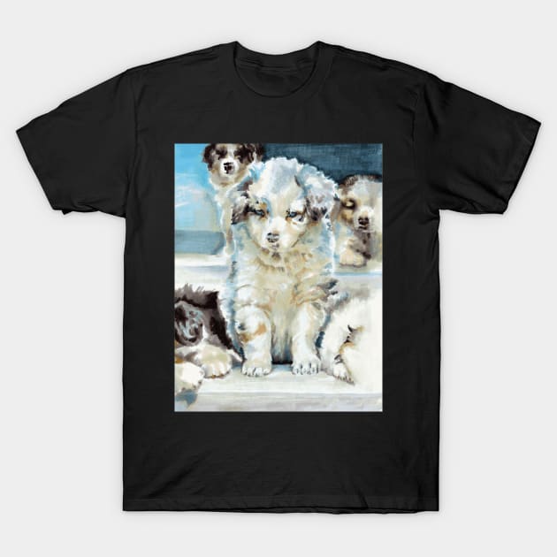 Australian Shepherd Puppies T-Shirt by Miriam Steinau